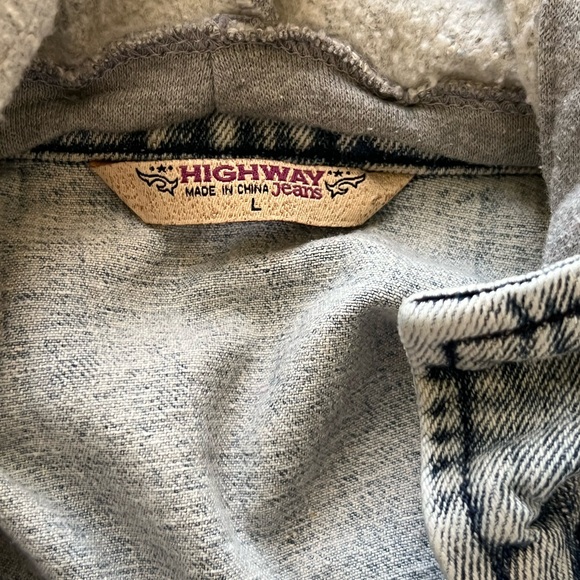 Highway Jeans Light Blue Denim Jacket with Gray Hoodie - Picture 5 of 6